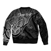 Black bomber jacket with tribal back print and Your text overlay
