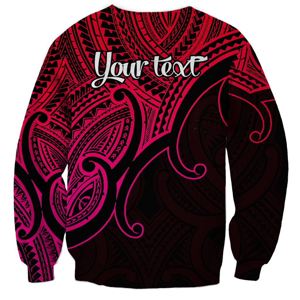 Unisex crewneck sweatshirt in pink and black with tribal pattern and 'Your text' print