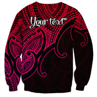 Unisex crewneck sweatshirt in pink and black with tribal pattern and 'Your text' print