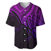Purple and black tribal baseball jersey with button placket and V-neck collar
