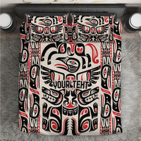 Duvet cover with YOUR TEXT in center, bold black/white/red tribal design