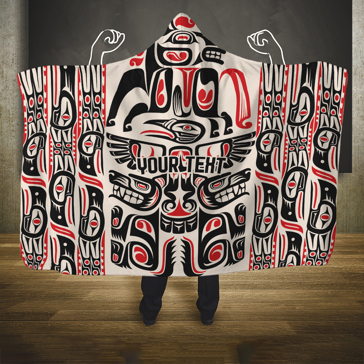 Personalized Canada Indigenous Haida Art Hooded Blanket