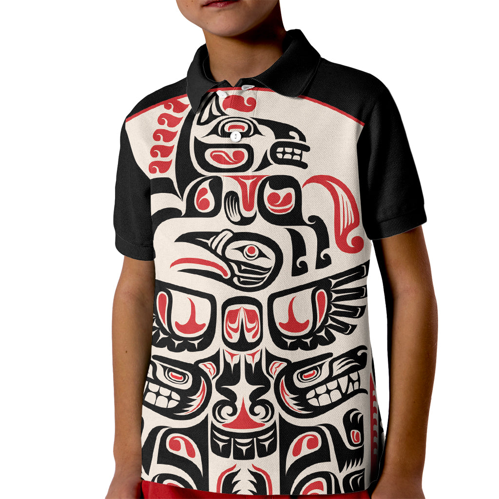 Personalized Canada Indigenous Haida Art Kid Polo Shirt - Wonder Print Shop