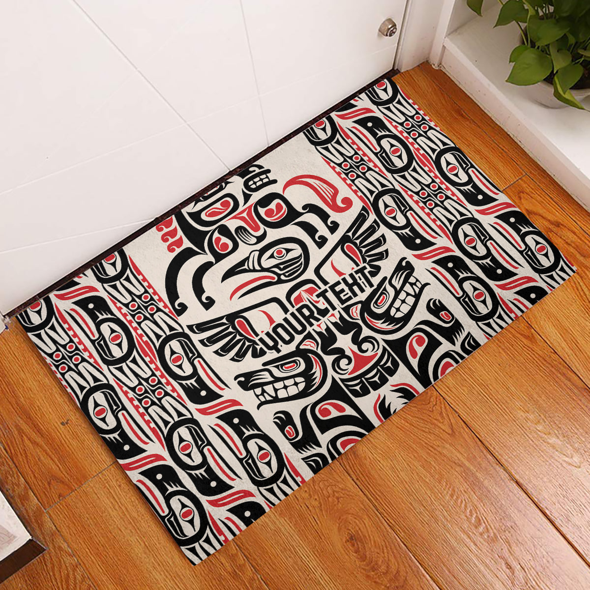 Personalized Canada Indigenous Haida Art Rubber Doormat