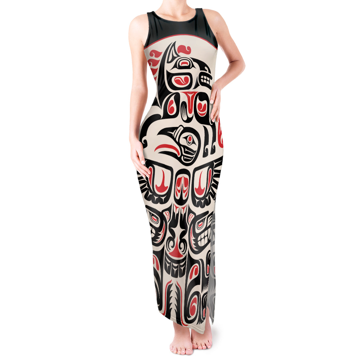 Personalized Canada Indigenous Haida Art Tank Maxi Dress