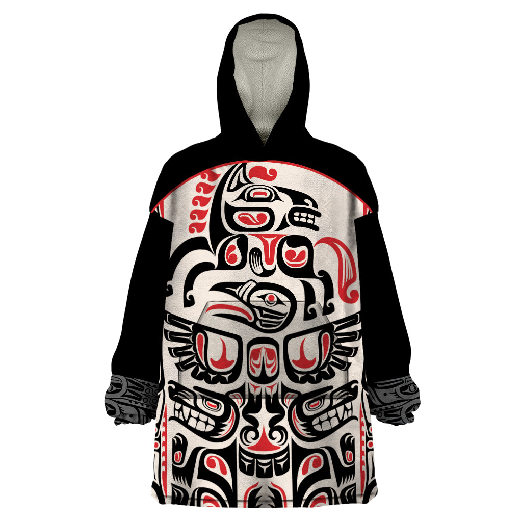 Personalized Canada Indigenous Haida Art Wearable Blanket Hoodie