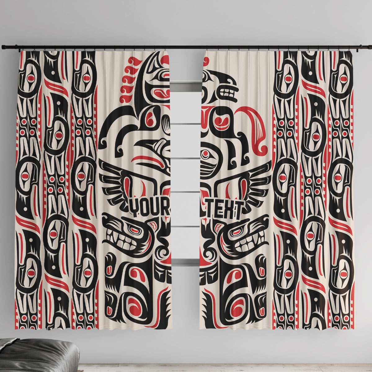 Personalized Canada Indigenous Haida Art Window Curtain