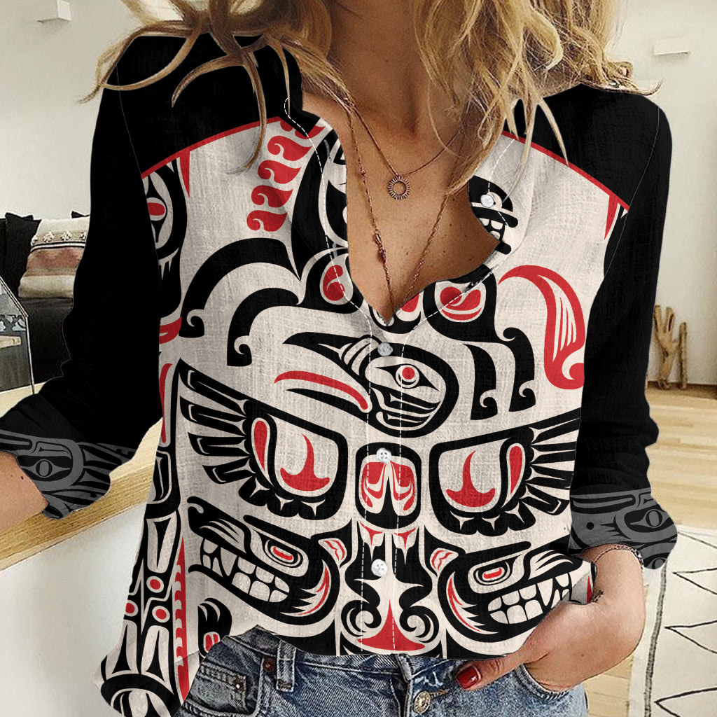 Personalized Canada Indigenous Haida Art Women Casual Shirt