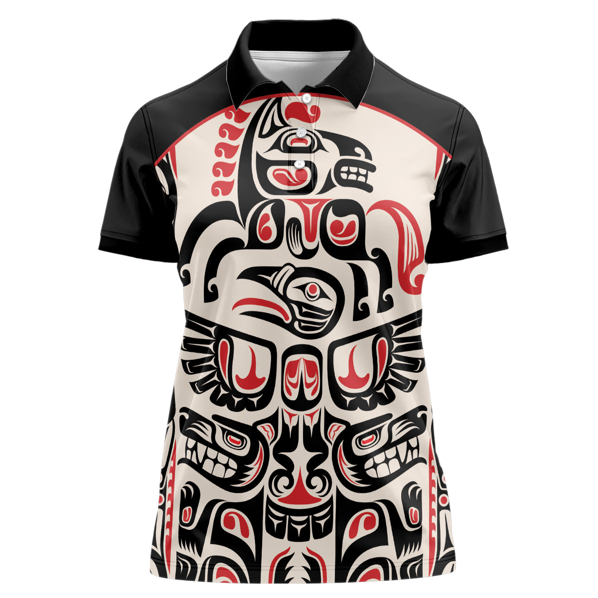 Personalized Canada Indigenous Haida Art Women Polo Shirt