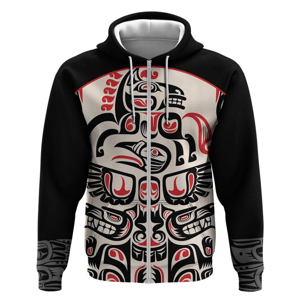 Personalized Canada Indigenous Haida Art Zip Hoodie