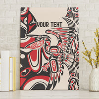 Personalized canvas wall art with bold red, black, and white tribal bird pattern and 'YOUR TEXT'