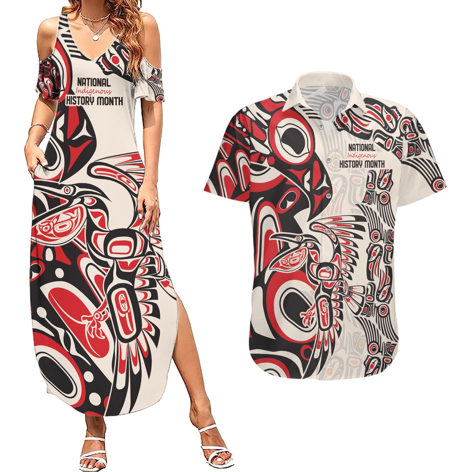 Personalized Canada Indigenous History Month Couples Matching Summer Maxi Dress and Hawaiian Shirt LT9 - Wonder Print Shop