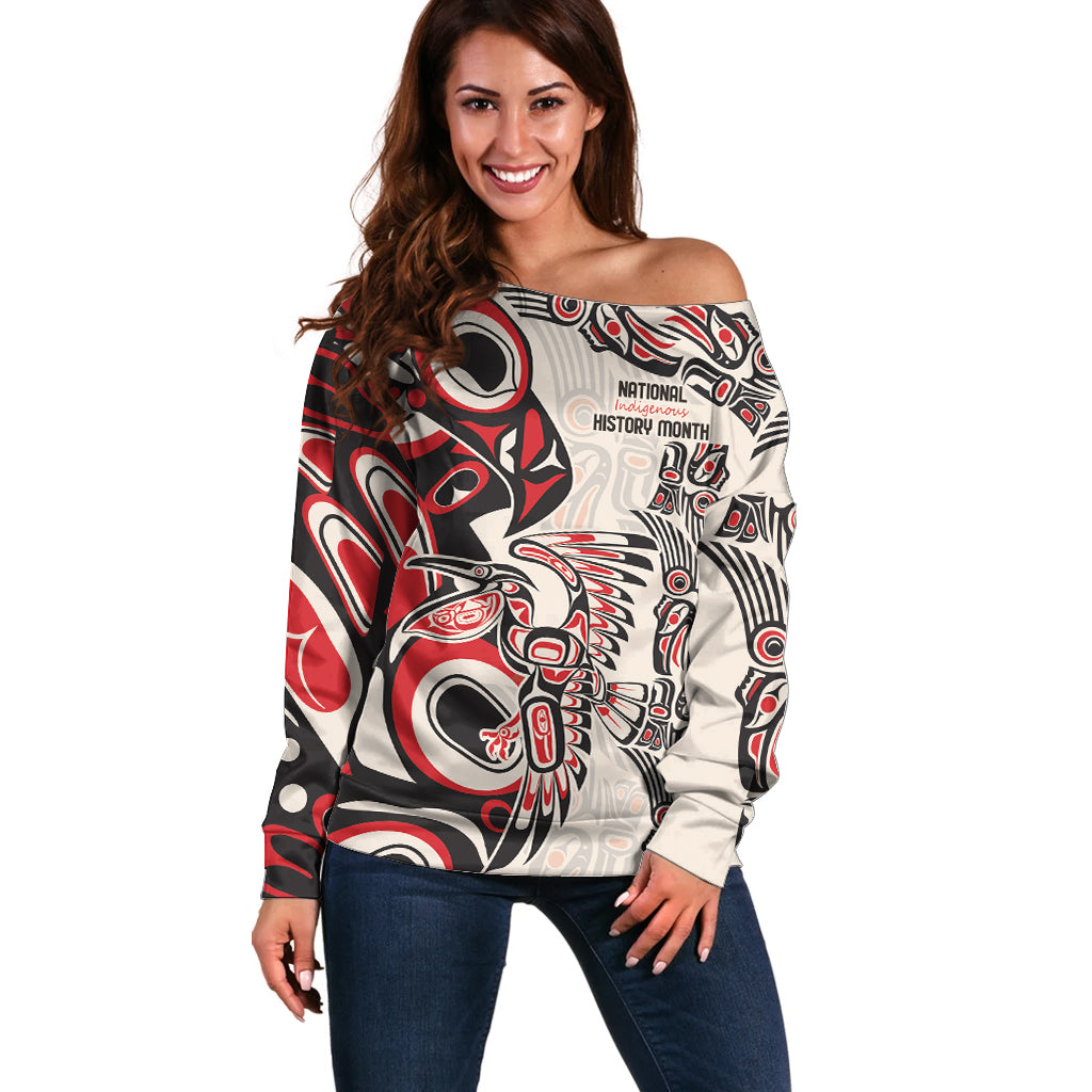 Personalized Canada Indigenous History Month Off Shoulder Sweater - Wonder Print Shop