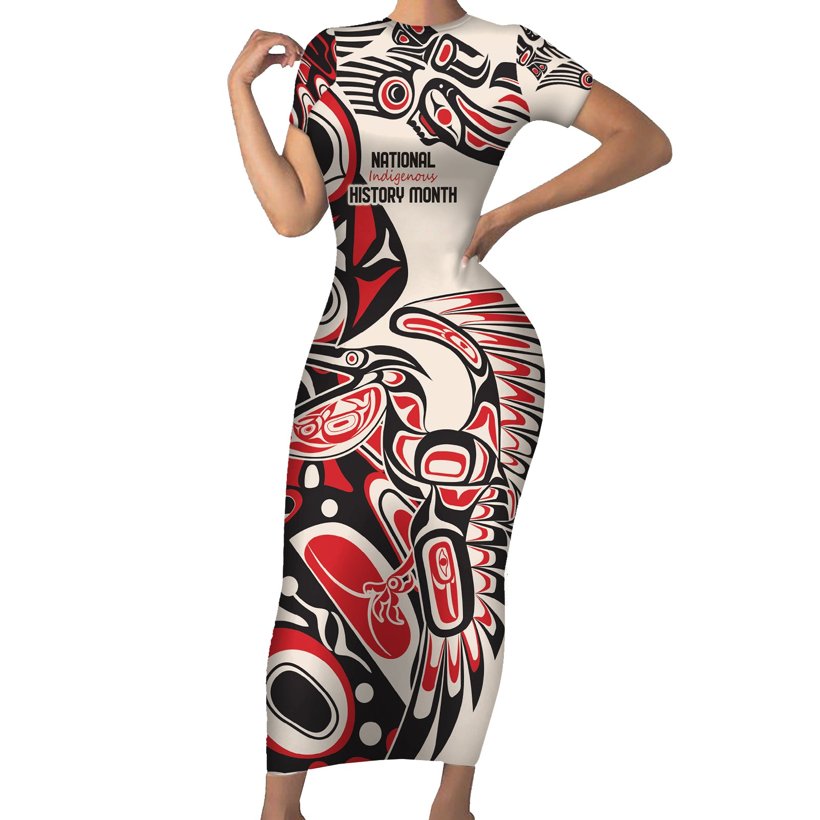 Personalized Canada Indigenous History Month Short Sleeve Bodycon Dress - Wonder Print Shop