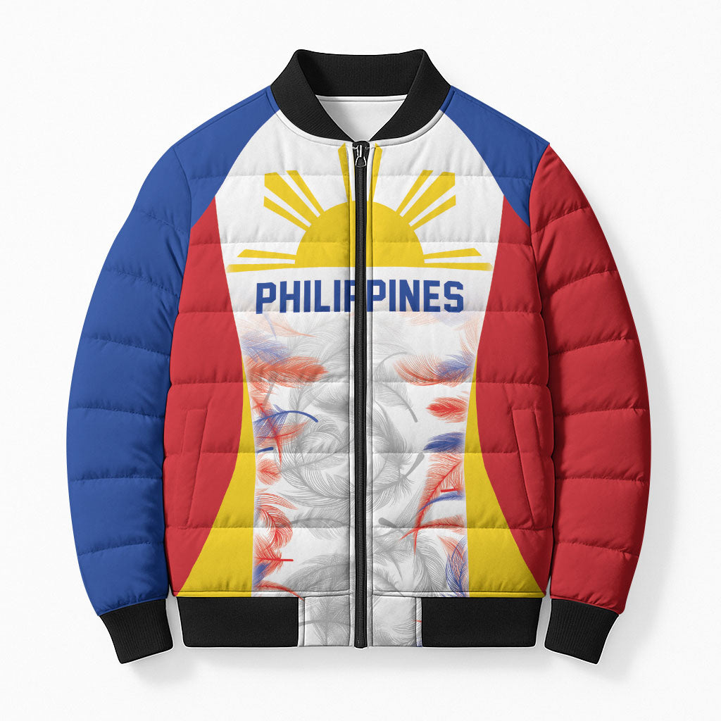 Philippines Flag Day Bomber Puffer Jacket Filipino Feather Pattern