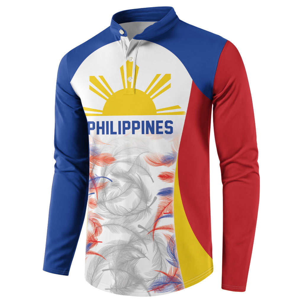 Philippines Flag Day Button Sweatshirt Filipino Feather Pattern