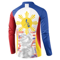 Philippines Flag Day Button Sweatshirt Filipino Feather Pattern