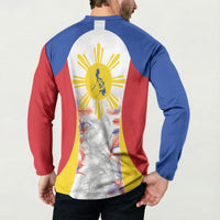 Philippines Flag Day Button Sweatshirt Filipino Feather Pattern