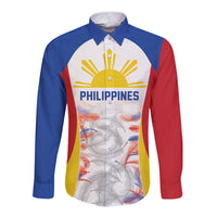 Philippines Flag Day Long Sleeve Button Shirt Filipino Feather Pattern