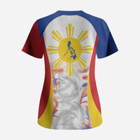 Philippines Flag Day Scrub Top Filipino Feather Pattern