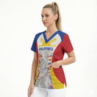 Philippines Flag Day Scrub Top Filipino Feather Pattern