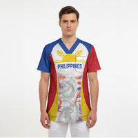 Philippines Flag Day Scrub Top Filipino Feather Pattern
