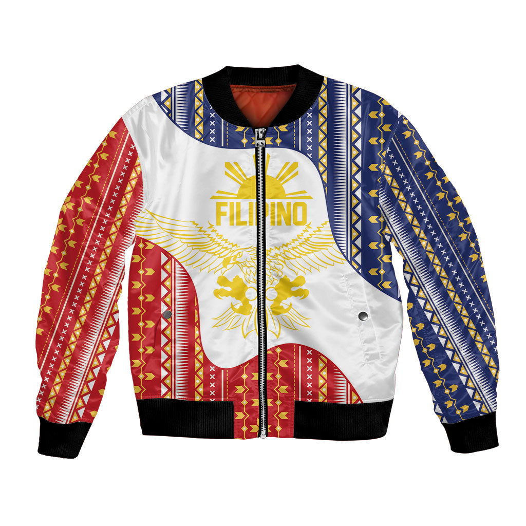Philippines Flag Day Bomber Jacket Filipino Traditional Igorot Tribal Pattern