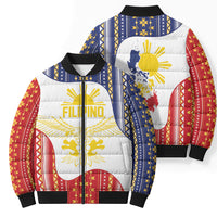 Philippines Flag Day Bomber Puffer Jacket Filipino Traditional Igorot Tribal Pattern