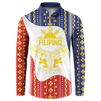 Philippines Flag Day Button Sweatshirt Filipino Traditional Igorot Tribal Pattern