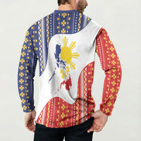 Philippines Flag Day Button Sweatshirt Filipino Traditional Igorot Tribal Pattern