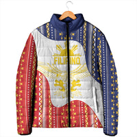 Philippines Flag Day Padded Jacket Filipino Traditional Igorot Tribal Pattern