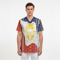 Philippines Flag Day Scrub Top Filipino Traditional Igorot Tribal Pattern