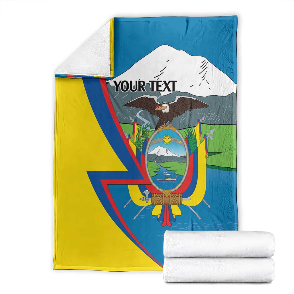 Personalized blanket with folded towels, Ecuador flag design and 'YOUR TEXT'