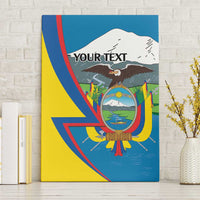 Ecuador-themed personalized canvas wall art with eagle crest and mountains, 'YOUR TEXT' placeholder