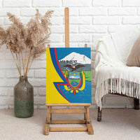 Ecuador-themed personalized canvas wall art on easel, eagle crest and 'YOUR TEXT' placeholder