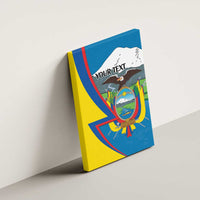 Ecuador-themed canvas wall art mounted on wall, eagle crest and 'YOUR TEXT' placeholder