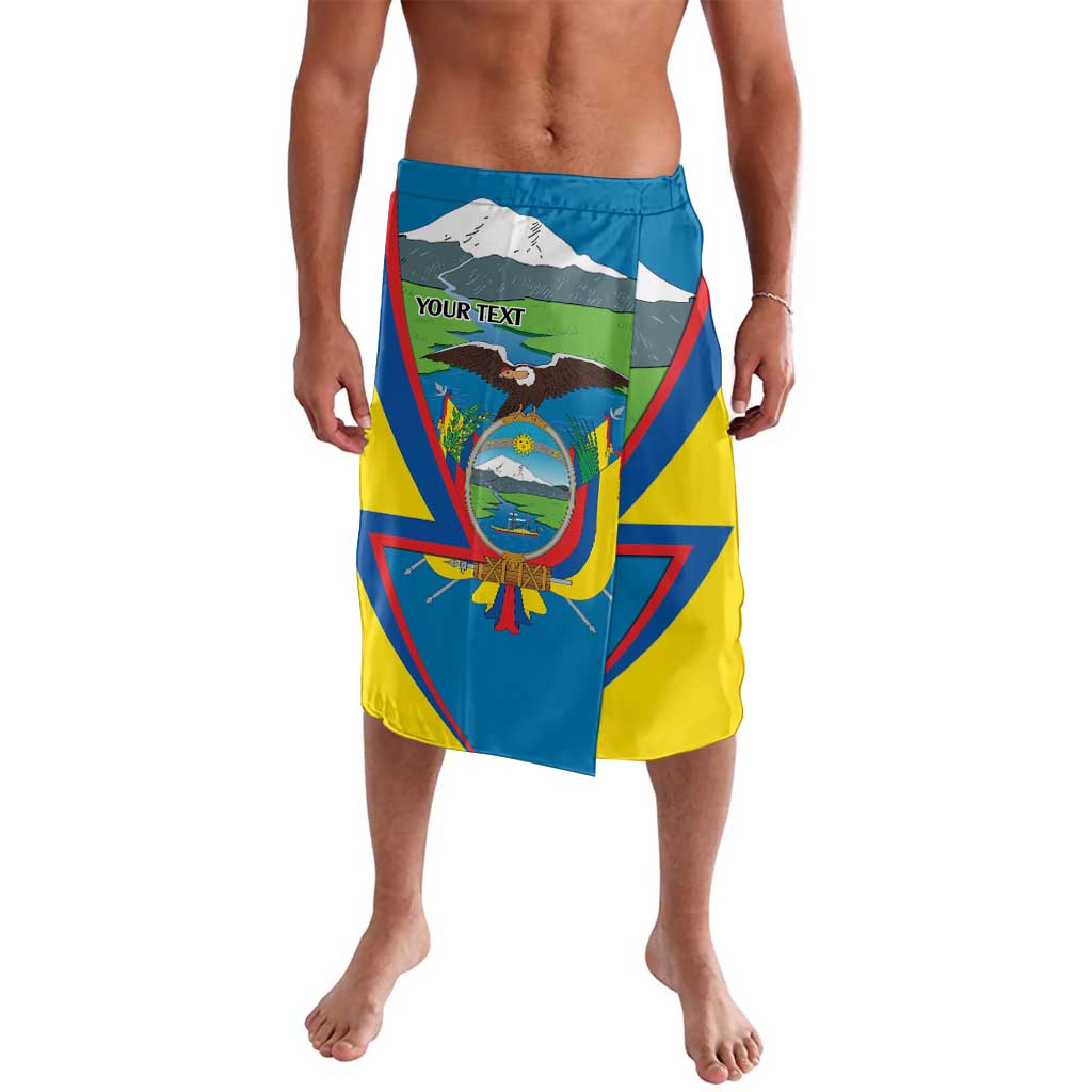 Personalized lavalava waist wrap with Ecuador crest graphic and placeholder text