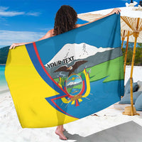 Personalized Ecuador flag sarong with bold graphic, draped on model