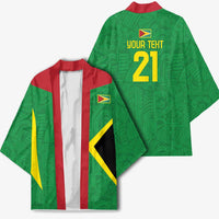 Green kimono with red/white front stripe and back "YOUR TEXT 21"