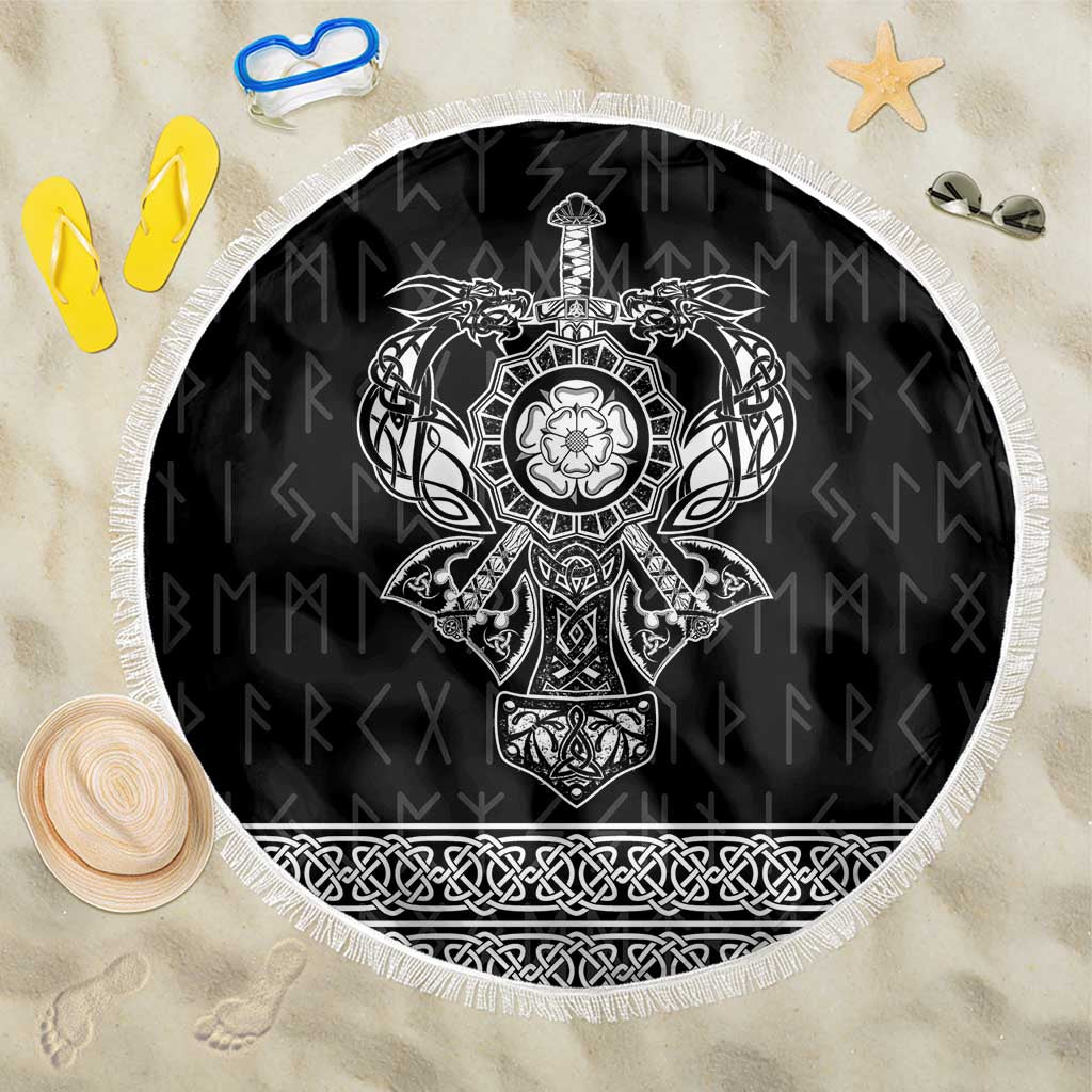 Vikings from Yorkshire Beach Blanket Black Spirit of Jorvik - Wonder Print Shop