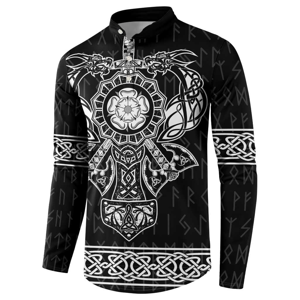 Vikings from Yorkshire Button Sweatshirt Black Spirit of Jorvik - Wonder Print Shop