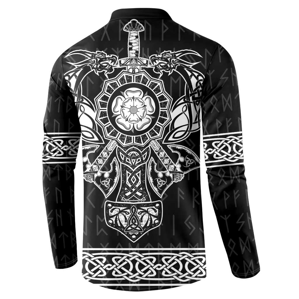 Vikings from Yorkshire Button Sweatshirt Black Spirit of Jorvik - Wonder Print Shop