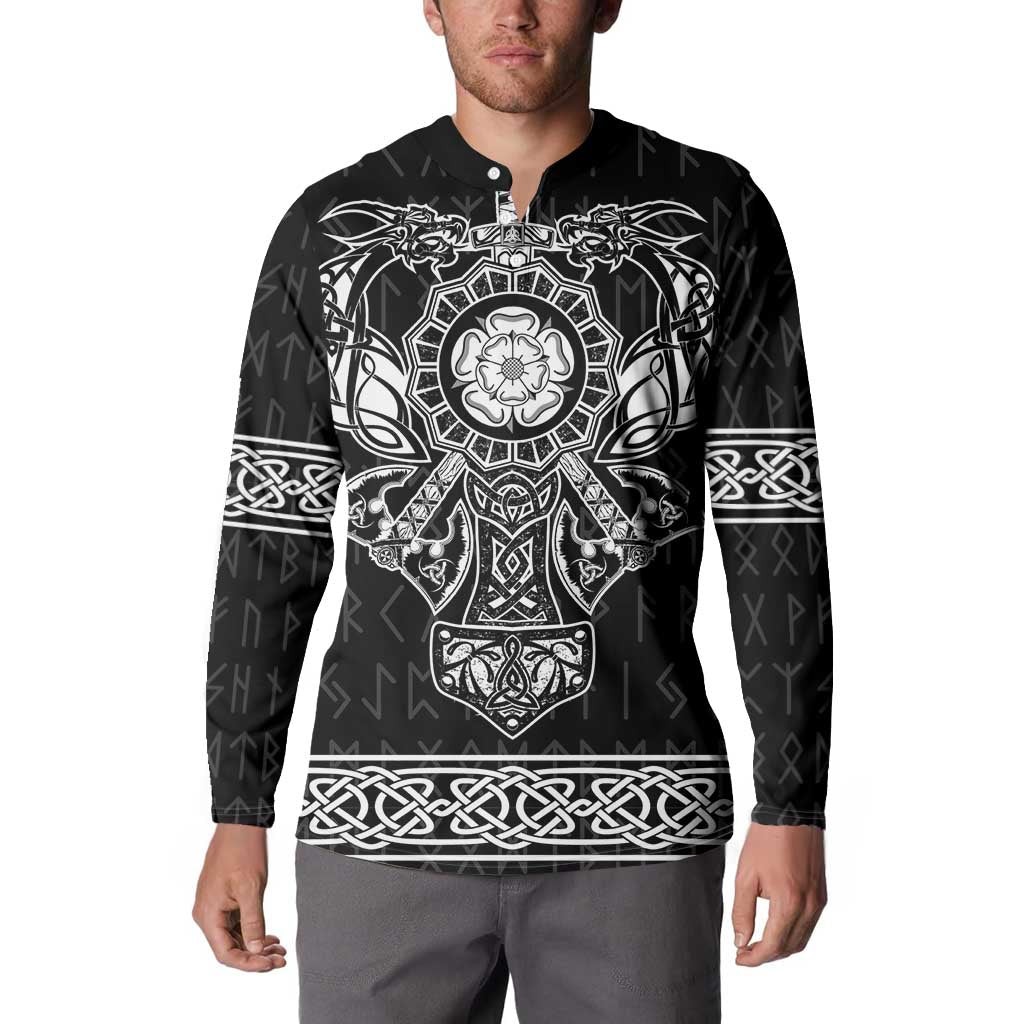 Vikings from Yorkshire Button Sweatshirt Black Spirit of Jorvik - Wonder Print Shop