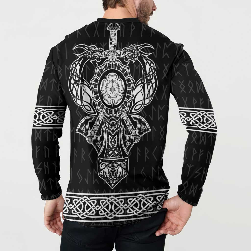 Vikings from Yorkshire Button Sweatshirt Black Spirit of Jorvik - Wonder Print Shop