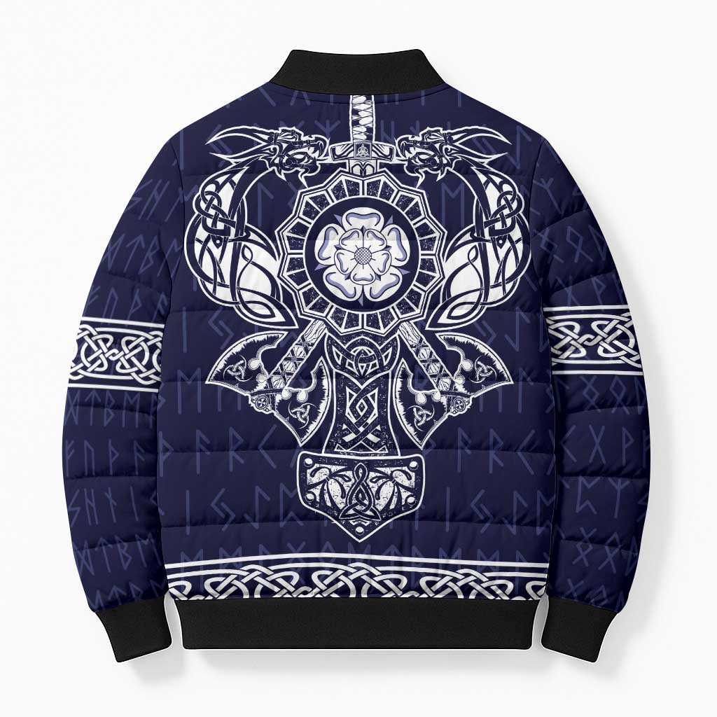 Vikings from Yorkshire Bomber Puffer Jacket Blue Spirit of Jorvik - Wonder Print Shop