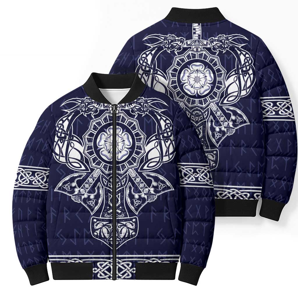 Vikings from Yorkshire Bomber Puffer Jacket Blue Spirit of Jorvik - Wonder Print Shop
