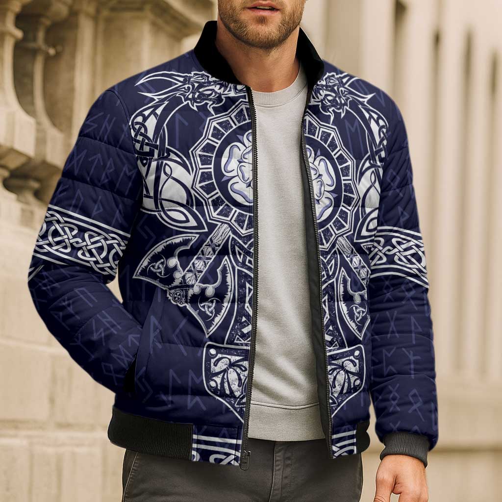 Vikings from Yorkshire Bomber Puffer Jacket Blue Spirit of Jorvik - Wonder Print Shop