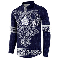 Vikings from Yorkshire Button Sweatshirt Blue Spirit of Jorvik - Wonder Print Shop