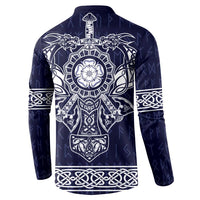 Vikings from Yorkshire Button Sweatshirt Blue Spirit of Jorvik - Wonder Print Shop