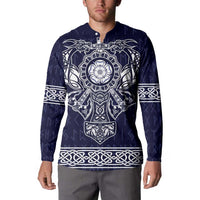 Vikings from Yorkshire Button Sweatshirt Blue Spirit of Jorvik - Wonder Print Shop